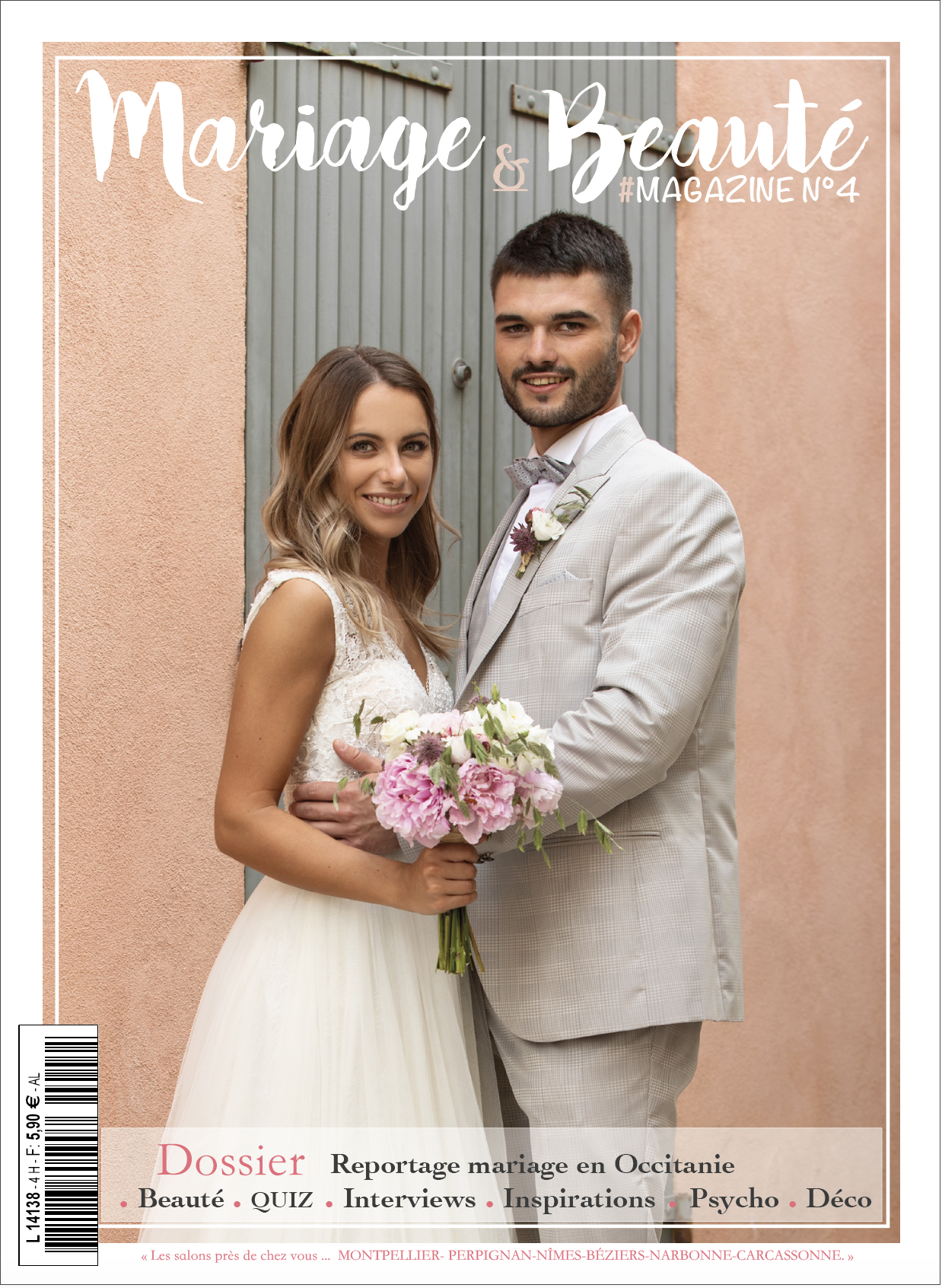 couverture magazine Mariage et Beauté, Numéro 4, robes de mariée, costume de marié, costume pour homme, Camilliano