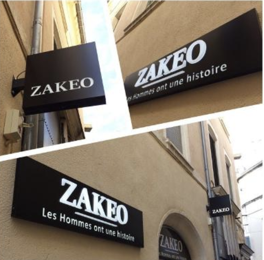 logo magasin, prêt-à-porter homme, costumes mariage, costumes pour hommes, Zakeo, Nîmes