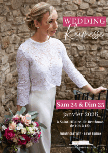 affiche salon du mariage, salon du mariage Nîmes, salon du mariage Alès, salon du mariage Gard, Wedding Kermesse, Les 24 et 25 janvier 2026, Comptoir Saint-Hilaire, partenaire du magazine Mariage&Beauté