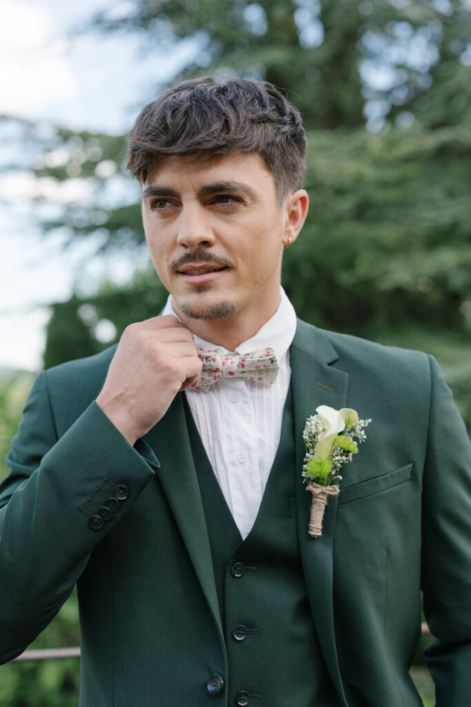 costume de marié vert, costume mariage, Simon Féraud, boutique de costume Nîmes Zakeo, tendance mariage 2026