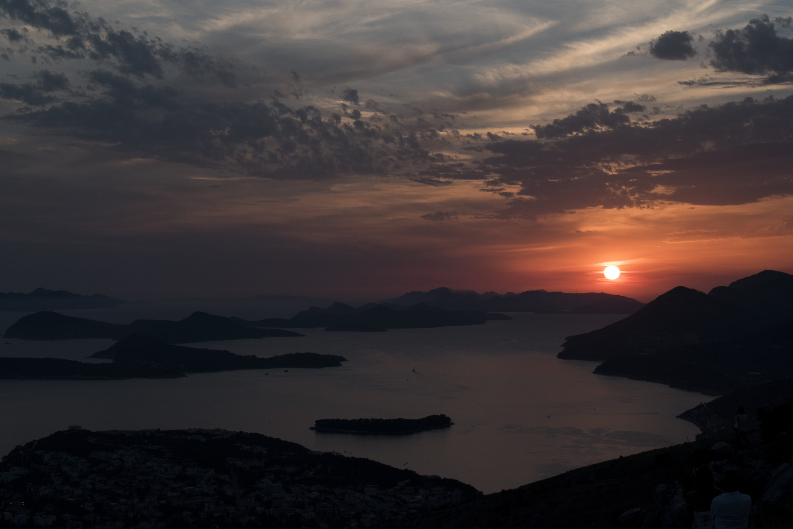 Croatie, couché de soleil, soir, soleil, mer, côte Croate