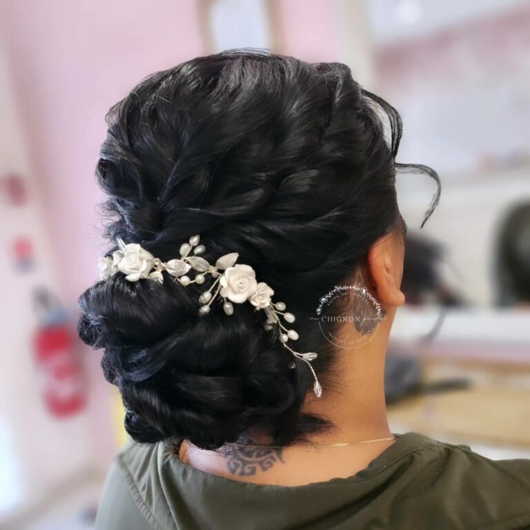 Chignon de mariee realise par Au Chignon Poudre 768x768