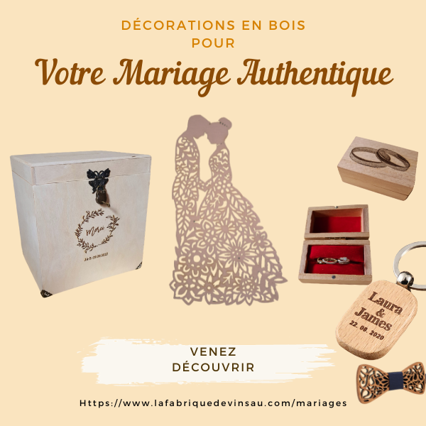 Creations en bois personnalisees pour les mariages La Fabrique a Vinsau Beziers