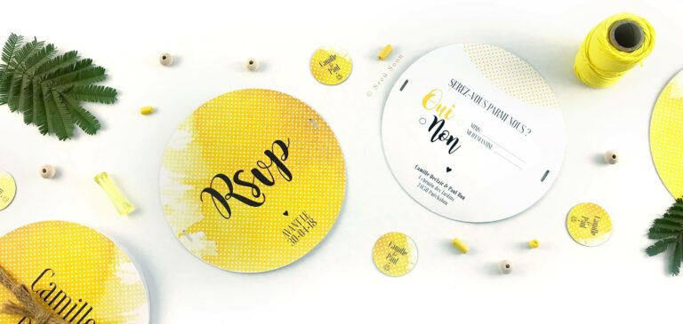Seeu Soon papeterie mariage aux couleurs 2021 jaune et gris 768x365