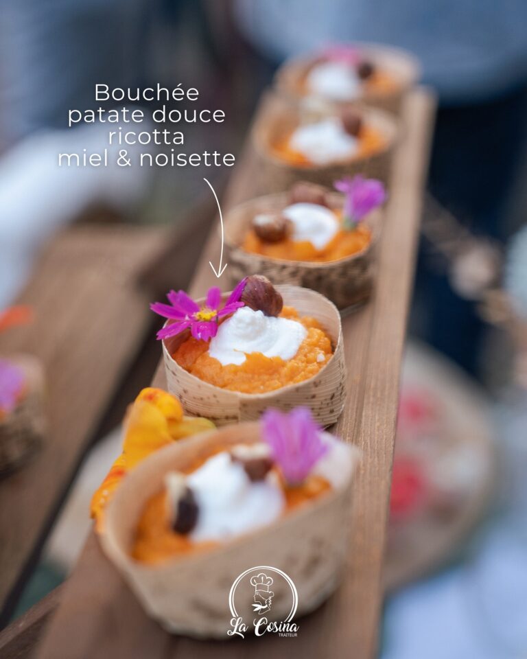 bouchees de patate douce ricotta miel et noisette La Cosina Traiteur 768x960